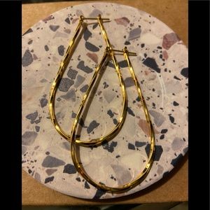 Gold teardrop hoop earrings